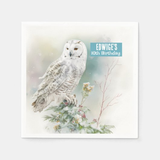 Winter vibes Uil - Verjaardagsfeest - Servet (Voorkant)