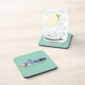 Winter vibes vriendelijke sneeuwman bier onderzetter (Rechterzijde)