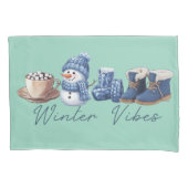 Winter vibes vriendelijke sneeuwman kussensloop (Voorkant)