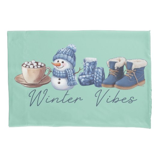 Winter vibes vriendelijke sneeuwman kussensloop (Voorkant)