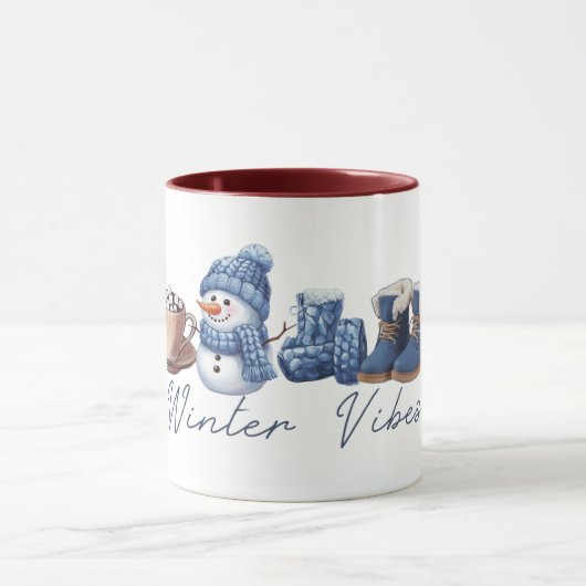 Winter vibes vriendelijke sneeuwman mok (Midden)