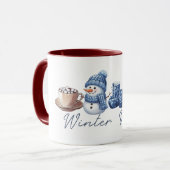 Winter vibes vriendelijke sneeuwman mok (Voorkant links)