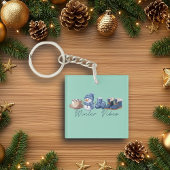 Winter vibes vriendelijke sneeuwman sleutelhanger