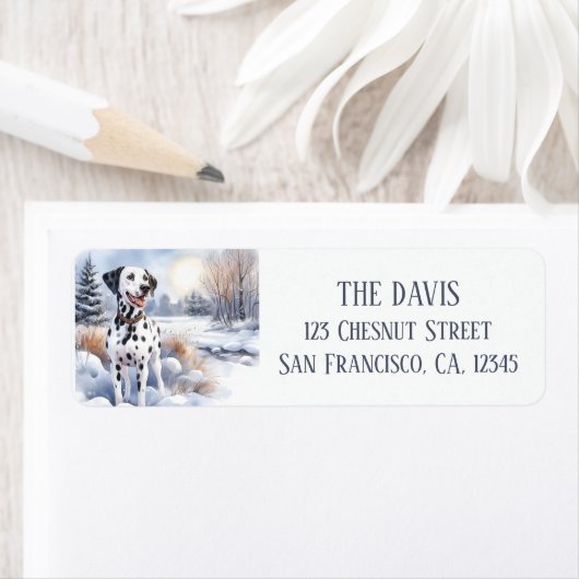 Winter Vibes Waterverf Dalmatiër - Retouradres Etiket (Insitu)