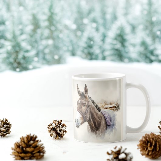 Winter Vibes Waterverf Donkey Koffiemok