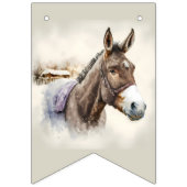 Winter Vibes Waterverf Donkey - Verjaardag Vlaggetjes (Eerste vlag)