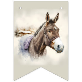 Winter Vibes Waterverf Donkey - Verjaardag Vlaggetjes