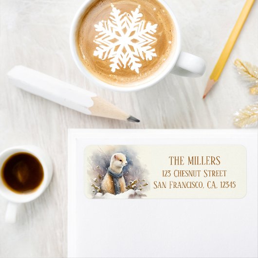 Winter Vibes Waterverf Ermine Retouradres Etiket