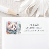 Winter Vibes Waterverf Kat Retouradres Etiket (Insitu)