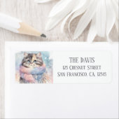 Winter Vibes Waterverf Kat Retouradres Etiket (Insitu)