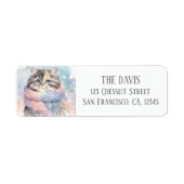 Winter Vibes Waterverf Kat Retouradres Etiket (Voorkant)