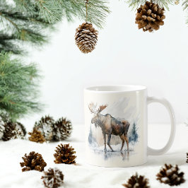 Winter Vibes Waterverf Moose Koffiemok