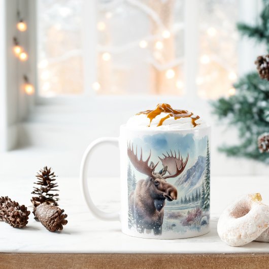 Winter Vibes Waterverf Moose - Koffiemok
