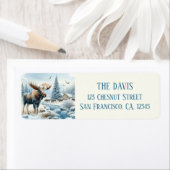 Winter Vibes Waterverf Moose Retouradres Etiket (Insitu)