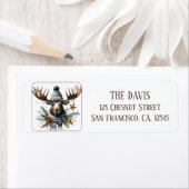 Winter Vibes Waterverf Moose Retouradres Etiket (Insitu)