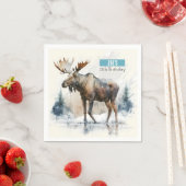 Winter Vibes Waterverf Moose - Verjaardagsfeest - Servet (Insitu)
