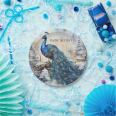 Winter Vibes Waterverf Peacock - Verjaardag Papieren Bordje (Feest)