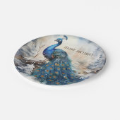 Winter Vibes Waterverf Peacock - Verjaardag Papieren Bordje (Gekanteld)