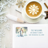 Winter Vibes Waterverf Penguin Retouradres Etiket