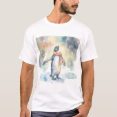 Winter Vibes Waterverf Pinguïn T-shirt (Voorkant)