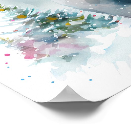 Winter Vibes Waterverf Polar beer - Kinder Poster (Hoek)