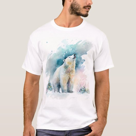 Winter Vibes Waterverf Polar Beer T-shirt (Voorkant)