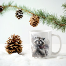 Winter Vibes Waterverf Raccoon