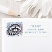 Winter Vibes Waterverf Raccoon Retouradres Etiket (Insitu)