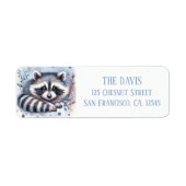 Winter Vibes Waterverf Raccoon Retouradres Etiket (Voorkant)