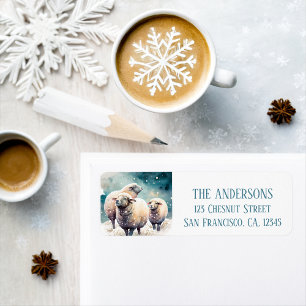 Winter Vibes Waterverf Sheep Retouradres Etiket