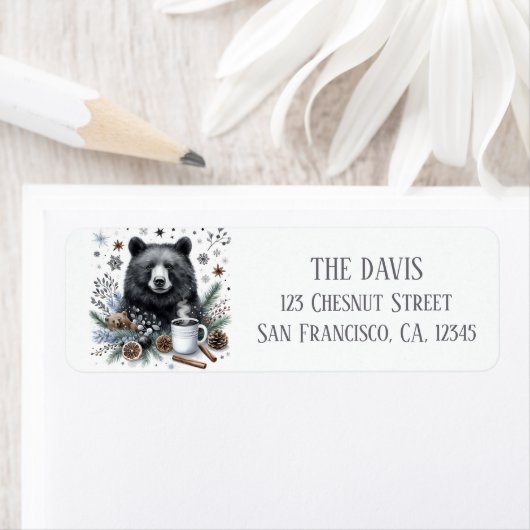 Winter Vibes Waterverf Zwart Beer Retouradres Etiket (Insitu)