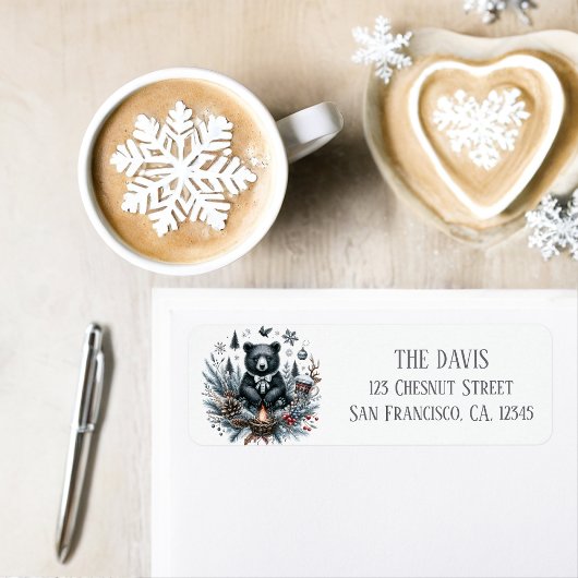 Winter Vibes Waterverf Zwart Beer Retouradres Etiket