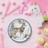 Winter Vibes White Tailed Deer Verjaardag Papieren Bordje (Feest)