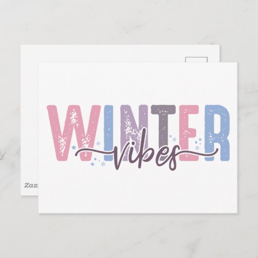 Winter Vibes - zachte pasteltypografie Briefkaart (Voorkant / Achterkant)