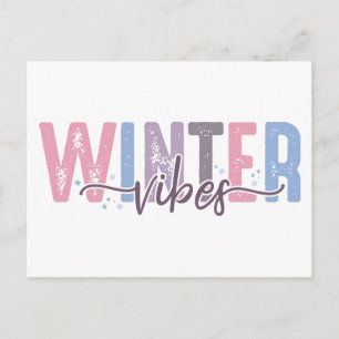 Winter Vibes - zachte pasteltypografie Briefkaart