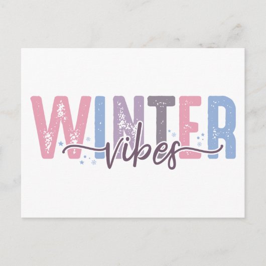 Winter Vibes - zachte pasteltypografie Briefkaart (Voorkant)