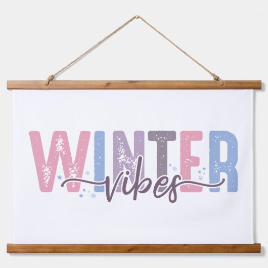 Winter Vibes - zachte pasteltypografie Hangend Wandkleed (Voorkant)