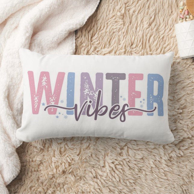 Winter Vibes - zachte pasteltypografie Kussen (Deken)