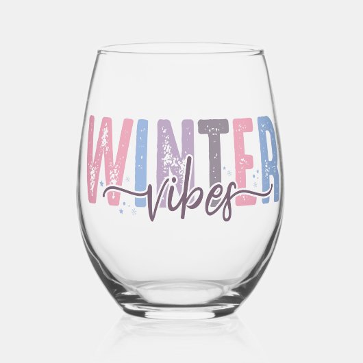 Winter Vibes - zachte pasteltypografie Wijnglas Zonder Voet (Voorkant)