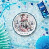 Winter Vibes Zebra Verjaardag Papieren Bordje (Feest)