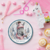 Winter Vibes Zebra Verjaardag Papieren Bordje (Feest)