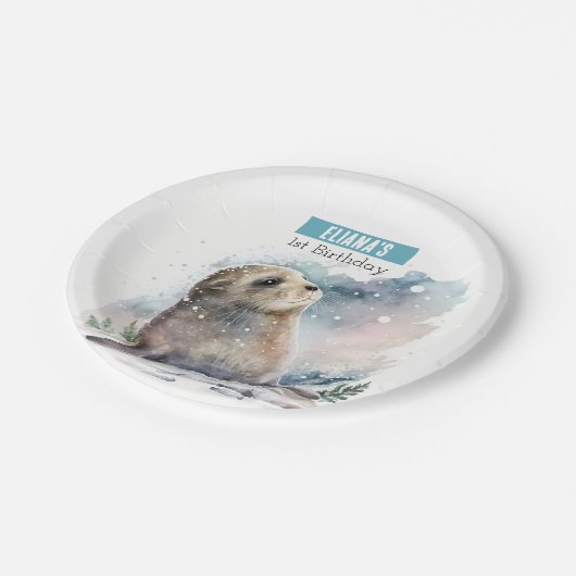 Winter vibes zegel - Verjaardagsfeest - Papieren Bordje (Gekanteld)