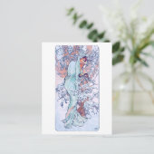 Winter (Vier seizoenen), Alphonse Mucha Briefkaart (Staand voorkant)