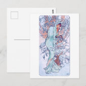 Winter (Vier seizoenen), Alphonse Mucha Briefkaart (Voorkant / Achterkant)