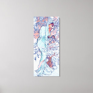 Winter (Vier seizoenen), Alphonse Mucha Canvas Pri Afdruk