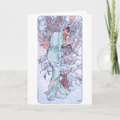Winter (Vier seizoenen), Alphonse Mucha Kaart (Voorkant)