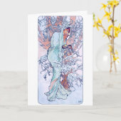 Winter (Vier seizoenen), Alphonse Mucha Kaart (Gele Bloem)