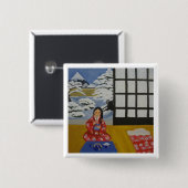 Winter Vierkante Button 5,1 Cm (Voorkant /achterkant)