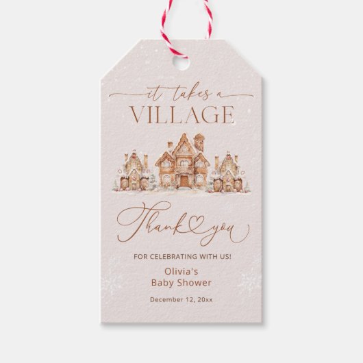 Winter Village Baby shower Dank u Cadeaulabel (Voorkant)