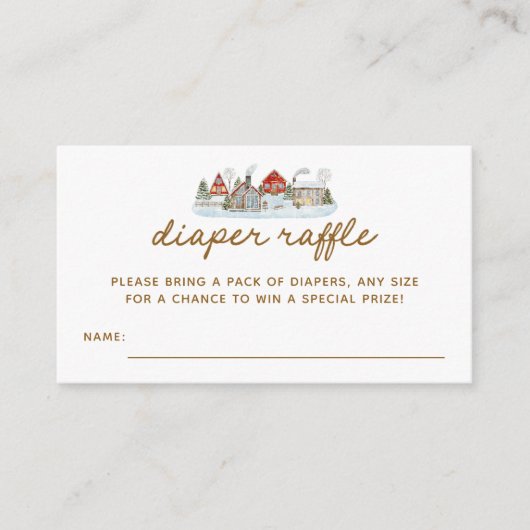 Winter Village Baby shower Luier Raffle Tickets Informatiekaartje (Voorkant)